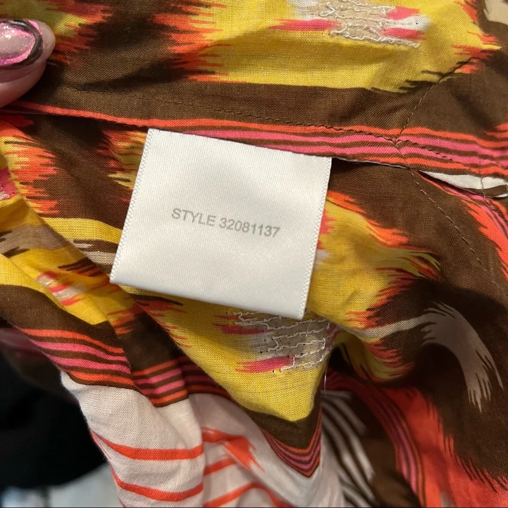 Tory Burch Boho Sequins Embellished Tunic ikat  top orange/ brown size 8